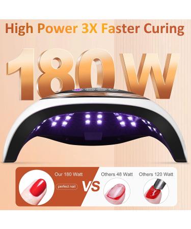 NAXBEY 180W UV LED Nail Lamp for Gel Nails - Professional Salon Quality Dryer with 60 Lamp Beads, Auto Sensor, LCD Display, 4 Timers - White - Buy Online on GoSupps.com