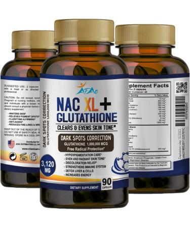 SJH AFAC NAC XL + Glutathione 3120mg | 180 Caps Non-GMO, Gluten Free - Pack of 2 Bottles - Buy Online on GoSupps.com