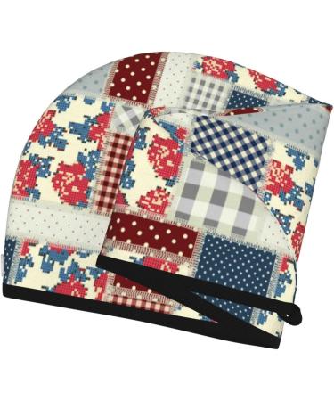 Hair Towel Wrap - Quick Drying Towel Turban with Button | Stylish Patchwork Design for Fast Hair Drying - Buy Online on GoSupps.com