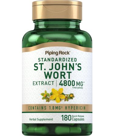Piping Rock St. John's Wort Capsules | 180 Pills | Extract Supplement for Women and Men | Non-GMO Gluten Free