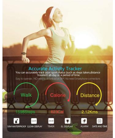 Synwee Kids Fitness Tracker Watch - IP68 Waterproof Non-Bluetooth Pedometer/Vibration Alarm Clock/Timer - Black - Buy Online on GoSupps.com
