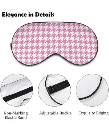 Pink Houndstooth Sleep Mask for Women | Adjustable Eye Shades with Elastic Strap | Perfect for Comfortable Sleep - Buy Online on GoSupps.com