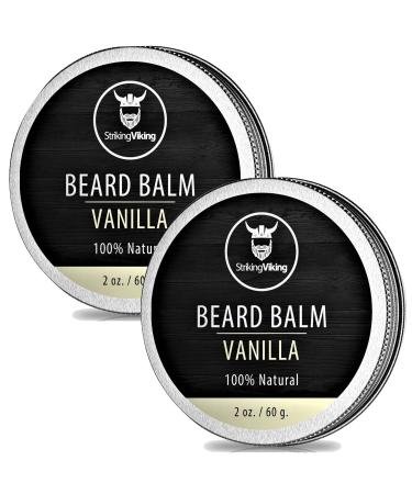 Beard Balm Conditioner - Styles, Strengthens & Softens Beards and Mustaches - Natural Beard Balm Wax with Organic Shea Butter, Argan & Jojoba Oils and Vanilla Scent by Striking Viking (2 Pack) Vanilla Beard Balm 2 Ounce (P… - Buy Online on GoSupps.com