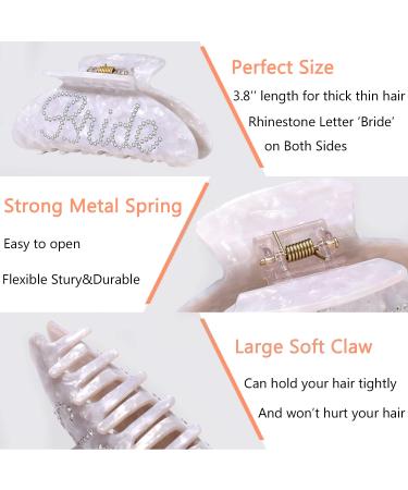 Bride Hair Claw Clips Set - Acrylic Wedding Hair Accessories for Bachelorette Party Decorations and Bridal Shower Gifts (4PCS) - Buy Online on GoSupps.com