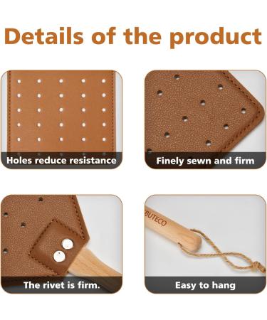 SAMEBUTECO Heavy Duty Leather Fly Swatter - Brown Leather/Beech Wood Handle - 19.7 - Indoor/Outdoor Use - Buy Online on GoSupps.com