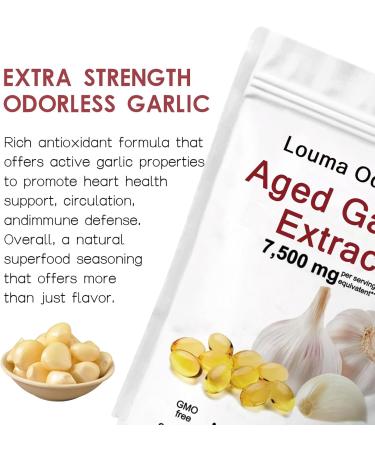 Louma Odorless Aged Garlic Aged Garlic Extract - 300 Count 7500mg 24 Month Organic Aged Garlic Supplement- Non-GMO Vegetarian (1PCS) - Buy Online on GoSupps.com