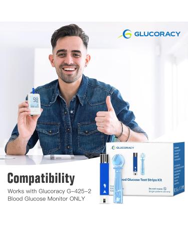 Glucoracy G-425-2 Blood Glucose Test Strips 100 Counts Test Strips for Diabetes + 100 Counts Blood Lancets Only for Glucoracy G-425-2 Meter Kit 1 Count (Pack of 100) - Buy Online on GoSupps.com