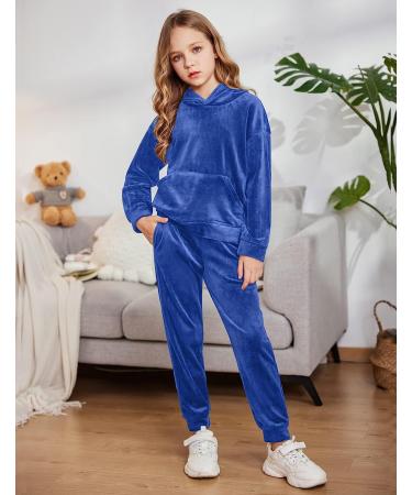 Arshiner Girls 2 Piece Hoodies Outfit | Sweatpant and Sweatshirt Set 10-11 Years | Royal Blue Tracksuit Clothing - Buy Online on GoSupps.com