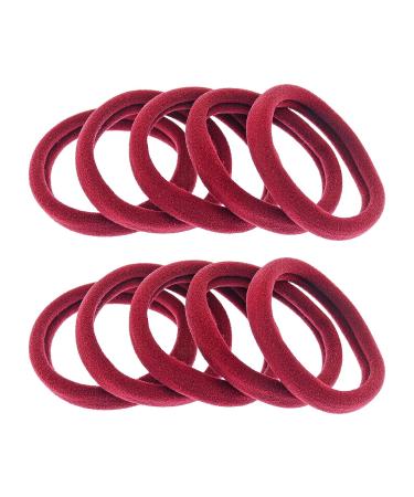 50 Pcs Seamless Thick Hair Ties in Burgundy Red - Soft Ponytail Holders for Women - Buy Online on GoSupps.com