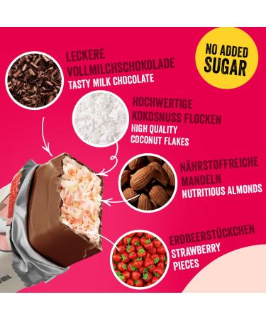 Ketofabrik Coconut Strawberry Ketogenic Bar - 20x35g | Low-Calorie Keto Candy with 1g Sugar | Sugar-Free Keto Snack - 20 Pieces Pack - Buy Online on GoSupps.com