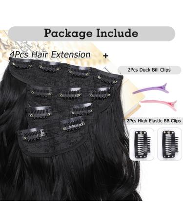 YDDM 24-Inch Clip-In Hair Extensions - Black Synthetic Smooth & Full (1B) - Affordable Realistic Look for Women (4PCs) - Buy Online on GoSupps.com