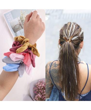 30pcs Easter Bunny Ear Hair Scrunchies - Velvet Bow Hair Ties & Elastic Bobbles - Buy Online on GoSupps.com