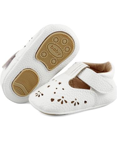 LACOFIA Baby T-Bar Sneakers | Anti-Slip First Walking Shoes for Infants | Size 3-6 Months | Unisex (White) - Buy Online on GoSupps.com