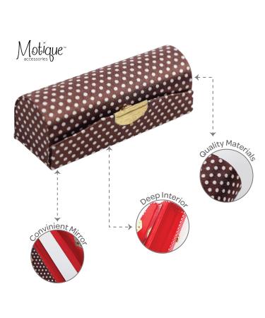 Motique Accessories Small Polka Dot Lipstick Case with Mirror - Stylish Ladies Purse Holder in Brown - Buy Online on GoSupps.com