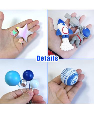DRWATE Space Cake Toppers Outer Space Astronaut Figurines Rocket Balls and Stars Kids Space Theme Decorations for Birthday Party Supplies Baby Shower (Clay) - Buy Online on GoSupps.com