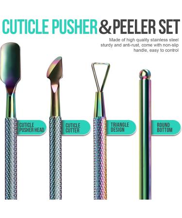 FANDAMEI Double End Cuticle Pusher Gel Nail Polish Remover Kit | Metal Scraper for Acrylic & Gel Polish Removal | Manicure Pedicure Tool for Salon & Home Use - Buy Online on GoSupps.com