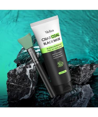Meliza Blackhead Remover Mask - Deep Purifying Charcoal Mask for All Skin Types | Peel Off Facial Mask with Brush and Blackhead Extractor - 2 Packs - Buy Online on GoSupps.com