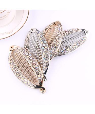 Lurrose 4-Piece Fashionable Banana Clamped Ponytail Holder - Strong Voltage Fish Shape Handle Bracket (Gold & Silver) - Buy Online on GoSupps.com