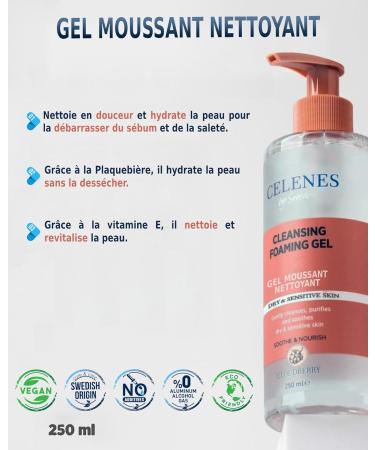 Celenes by Sweden Cloudberry Facial Cleansing Gel Facial Cleansing Foam 250ml - Soothing-Nourishing Facial Cleanser Paraben-Alcohol Free Facial Makeup Remover Sensitive & Dry Skin Facial Cleanser - Buy Online on GoSupps.com