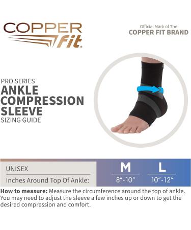 Copper Fit Pro Series Ankle Compression Sleeve - Large Black with Copper Trim - Buy Online on GoSupps.com