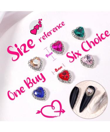 Qiipii 30 Pcs Heart Nail Charms for Nails - Valentine's Day 3D Rhinestones in 6 Colors - Love Crystal Diamond Alloy Nail Art Jewelry for Acrylic Nails - Wedding Manicure Supplies - Buy Online on GoSupps.com
