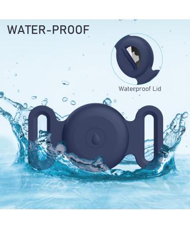 Vancle 2-Piece Silicone Airtag Case for Dog Collar - Waterproof Pet Loop Holder Black & Navy Blue - Buy Online on GoSupps.com