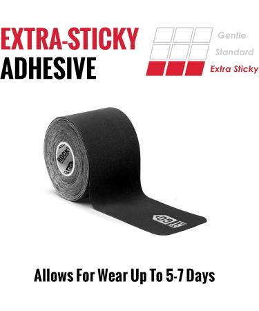 RockTape Go Extra-Sticky Kinesiology Tape - Pre-Cut Black | Best Adhesive Support for Muscle & Joint Pain Relief - Buy Online on GoSupps.com