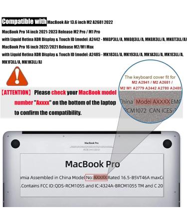 Ultra Thin Keyboard Cover for 2022-2024 MacBook Air 15 M2 M3 & Pro 14 16 M1 M2 Max - EU Layout with Touch ID | Perfect Fit for A3114 A3113 Models - Buy Online on GoSupps.com