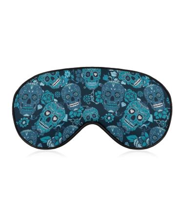 Funny Sleep Mask for Women Men Teal Flower Skull Soft Blindfolds Eye Mask for Sleeping Adjustable Elastic Strap Blackout Sleep Cover Eye Shade for Travel Sleeping Nap Cute Style 10 1 Count (Pack of 1)