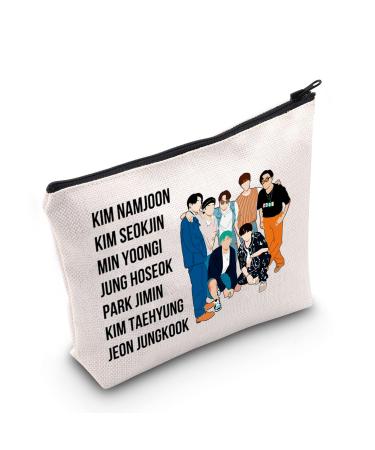 Levlo cosmetic bag with zipper Korean group army members fans gift army members name make-up bag for women and girls bag for army members