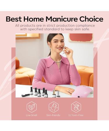 Modelones 32 Pcs Gel Nail Polish Kit 28 Colors Gel Polish Kit with Glitter Glossy&Matte Top Base Coat Nude Pink Blue Purple Glitter Nails Gifts for Women DIY Salon Home - Buy Online on GoSupps.com