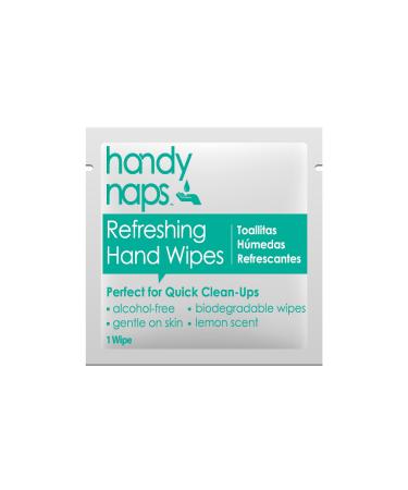 Handynaps Alcohol-Free Hand Wipes With Fresh Lemon Scent  Gentle On The Skin - Box of 100 Individually Wrapped Wipes For Adults and Kids  Travel Essentials