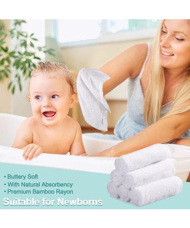 Qioo Baby Bamboo Washcloths 6 Pack - White | Soft & Gentle Baby Washcloths - Buy Online on GoSupps.com