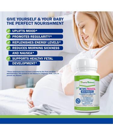 Power By Naturals Methyl Prenatal Vitamin with Probiotics - Essential Nutrients for Healthy Mom and Baby - 60 Caps - Buy Online on GoSupps.com