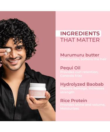 Deep Hair Masque for Curls | Revive & Define Wavy Frizzy Coily Hair | Baobab Protein & Murumuru Butter | SLS & SLES Free - 50g - Buy Online on GoSupps.com
