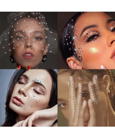 1980 Pcs Self Adhesive Rhinestones and Pearls for Makeup - Clear Rhinestones Stickers and Pearl Gems Jewels for DIY - Buy Online on GoSupps.com