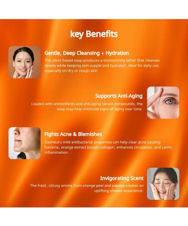 SKINSKA NATURALS Oatmeal Soap For Face & Body Orange Papaya Soap Bar Cleanser with Fruit Enzymes Gentle Moisturizing Bar Refreshed Skin & Smooth Looking For All Skin Type 4.40 oz - Buy Online on GoSupps.com