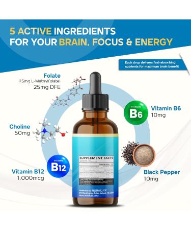 Liposomal 5-MTHF 15mg & Methyl B12 Liquid Drops 96mg per Serving Ultra Potent Raspberry Taste USA Made & Lab Tested 2 FL OZ (60ml) 60ml (pack of 1) - Buy Online on GoSupps.com