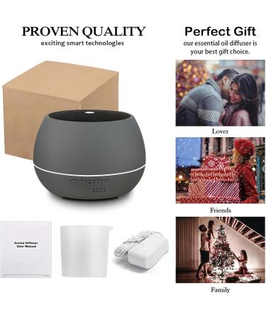 Smart Aroma Diffuser with App & Alexa Control | 500ml Essential Oil Humidifier | 7 Color LED Timer Waterless Auto-Off Ultra Quiet - Cement Gray - Buy Online on GoSupps.com