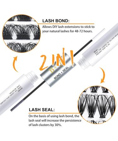 B&Q Eyelash Bond and Seal 10ML - Long Lasting Waterproof Lash Glue for Cluster Lashes - 48-72 Hours Hold - Includes Mascara Wand - Clear 10ML - Buy Online on GoSupps.com
