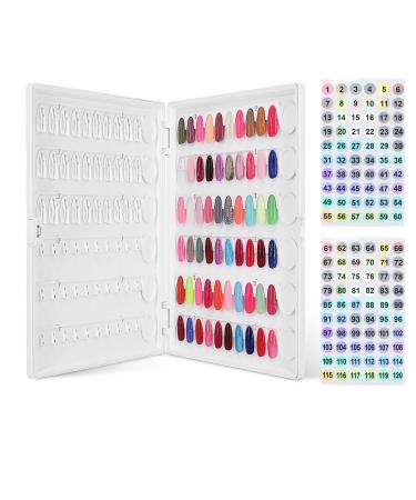Nail Display Book Plastic Nail Color Book C10 Nail Polish Display Color Chart with Clear Nail Tips and Nail Polish Number Labels