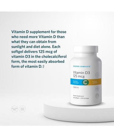Cooper Complete - Vitamin D3 125 mcg (5000 IU) - 120 Sofgels Pack of 1 - Buy Online on GoSupps.com