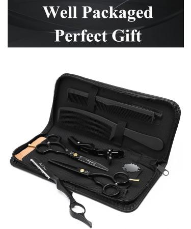 Purple Dragon 5.5 Inch Professional Hair Scissors Set - Sharp Hairdressing Scissors for Men & Women Barbers & Beginners - Perfect Haircut Tool in Black - Buy Online on GoSupps.com