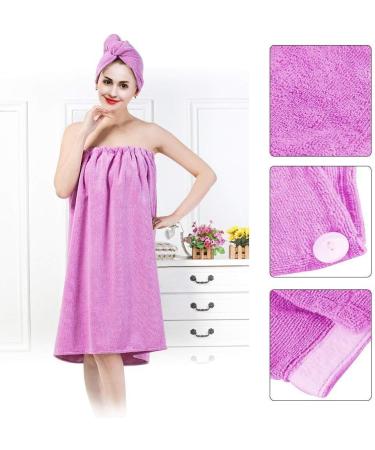 FAMKIT Soft Spa Bath Towel for Women | Quick Dry Hair Drying Cap - Purple Medium | International Shipping Available - Buy Online on GoSupps.com