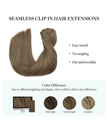 Shop Doores Real Hair Extensions - Seamless Clip-In 22 Inch Medium Light Brown - 7 Pieces 110g Remy Human Hair - Buy Online on GoSupps.com