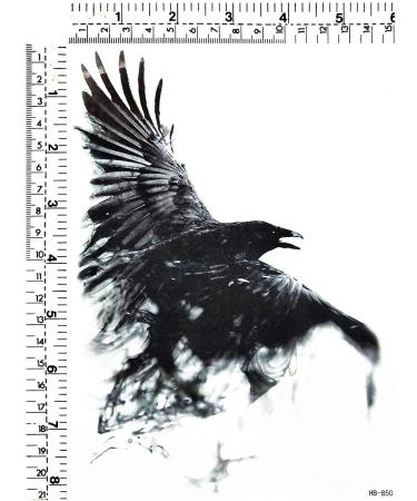 Raven Crow Black Bird Temporary Tattoo - Large Waterproof Body Art for Men, Women, and Kids | Cute Cartoon Stickers - 10 Pack - Buy Online on GoSupps.com