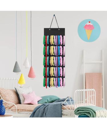Tudomro Hanging Headband Organizer with 60 Elastic Bands - Bow Hanger for Girls Hair Bows - Felt Headband Holder (Black) - Buy Online on GoSupps.com