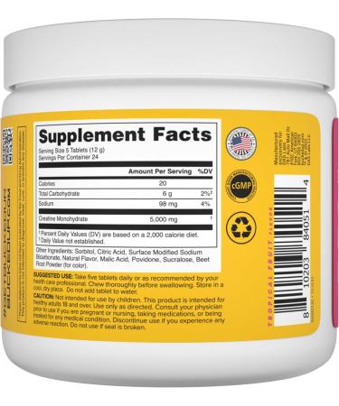 Bucked Up Creatine Candy Tropical Blast | Micronized Creatine Monohydrate | 120 Chewable Tablets 24 Servings | Fizzy Creatine No Water Needed | Non GMO Gluten Free Third Party Tested - Buy Online on GoSupps.com