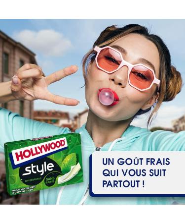 Hollywood Chewing Gum Style - Chlorophyll - Sugar Free with Sweeteners - 18 Packs of 12 gums - 23g - Buy Online on GoSupps.com