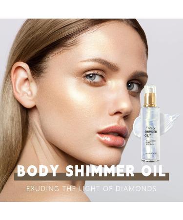 NewBang Shimmer Body Oil Glow Face & Body Highlighter - Long-lasting, Waterproof & Moisturizing Liquid Illuminator for Radiant Silver Shine - 2.8Fl Oz Moonlight White - Buy Online on GoSupps.com